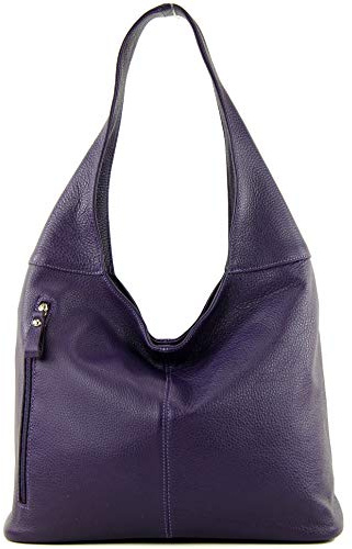 modamoda de T155 Borsa a tracolla da donna in pelle made in Italy, Viola scuro, L