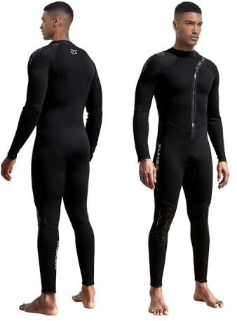 XUKER Mens Wetsuit 3mm, Neoprene Wet Suits for Men in Cold Water Front Zip Full Body Long Sleeve Diving Suit for Snorkeling Surfing Swimming Kayaking Canoeing