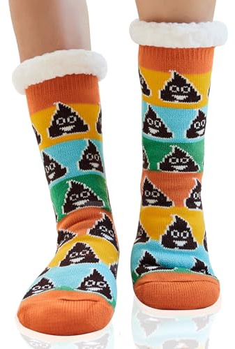 WYTartist Gosiga sockor för kvinnor, fluffiga varma hemmastrumpor, halkfria strumptofflor, tjocka strumpor för vinter, sängstrumpor med ABS-sula, One Size