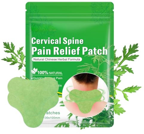 Wormwood Neck Heat Pad, Pain Relief Patches, 12PCS Neck & Shoulder Pain Relief Patch, Deep Heat Patches, Herbal Pain Relief Patch for Back Knee Neck Shoulder Muscle Soreness (Green, Pack of 1)