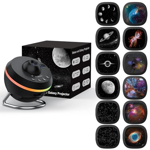 Ainael Galaxy Projector, Star Projectors Home Planetarium Space Ceiling Starry Sky Night Light with Light Strip, Meteor and Galaxy Projector & 2 Films Set for Kid Adult Gift (Black)