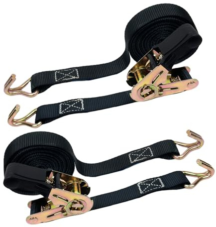 OWSYTOOL Ratchet Straps 2Pack, 800KG Tie Down Straps, 6M x 25mm Ratchet Straps with Hook Lashing Strap for Motorcycles, Car, Trailer, Cargoes, Household