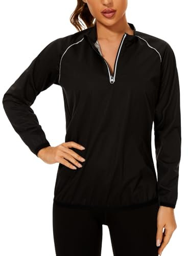 LAZAWG Sauna Suit for Women Long Sleeve Zipper Sweat Suits Workout Sauna Shirt for Gym Running Fitness Exercise