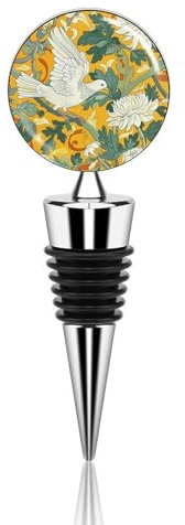 White Chrysanthemum Pattern Bottle Stopper Beverage Bottle Sealer Reusable Wine Stopper Personalised Champagne Stopper Unique Wine Bottle Corks Keep Fresh Suitable for Standard