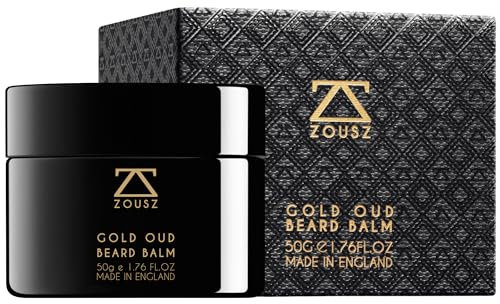 ZOUSZ Gold Oud Beard Balm for Men – Rich Earthy Scented Beard Butter with Natural Oils – Hydrates, Softens & Fights Beardruff – Premium Skincare & Grooming for Beards – 50g
