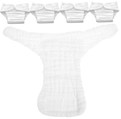 FRCOLOR 5 Pezzi Inserti Pannolino in Cotone Bianco per Ragazzo Ragazza, Assorbenti ad Asciugatura Rapida, per Pannolini Lavabili Durante Sonno