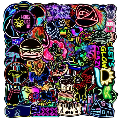 100pcs Neon Stickers & Laptop Stickers, Strange Things Sticker Cool Neon Graffiti Luggage Guitar Bike Sticker Mobile Phone Computer Notebook Water Cup Decorative