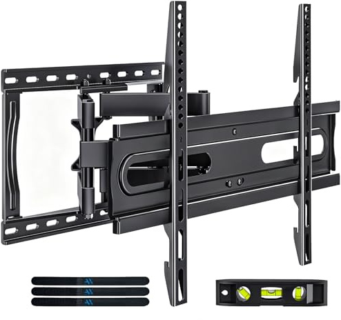 TV-väggfäste för 32–65 tums TV Full rörelse dubbel ledad arm med sväng- och lutafunktion, Max VESA 400x400mm, passar 203,2–406,4mm bultar, stöder 45kg för platta och böjda skärmar AX02MB01