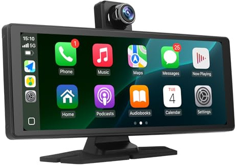 Wireless Carplay Screen & Android Auto Screen for Car - 10.26 Car Play Screen with 1080P Dash Cam Front/64GB TF | Bluetooth/Mirror Link | FM transmitter/AUX | Plug & Play for most vehicles (10.26)