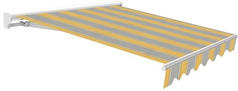 Wasabi Toldo Retráctil Exterior 400x250cm Gris y Amarillo Poliéster – Estructura Semicofre de Aluminio – Lona Protección Solar – Manivela Incluida – Manual Enrollable Terraza Jardín Balcón