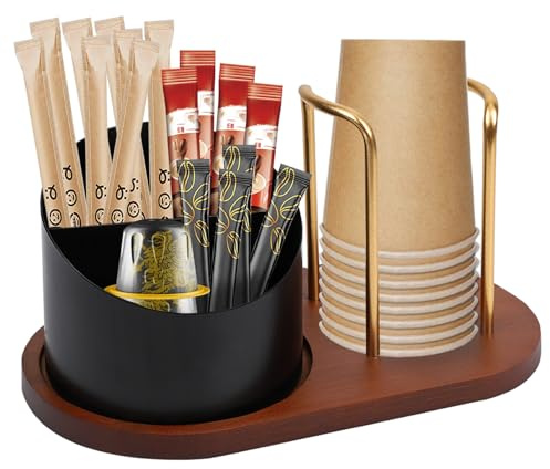 BlyeMichdi Dispenser per Bicchieri di Carta con 2 Compartimenti, Bicchieri di Carta Organizer, Porta Bicchierini Caffe, Portabicchieri Plastica Dispenser per Caffè Negozio Casa Ufficio