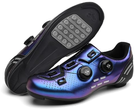 Cykelskor för män kvinnor – lätta inomhus/utomhus cykelskor med gummisula, halkfria och andningsbara mountainbike-sneakers med roterande snören, Lila, 40 EU