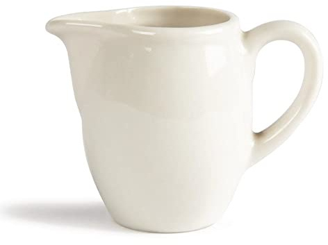 Olympia Porcelain Milk Jugs Set 82ml (Pack of 6), Ivory U143, 82 ml | Rolled edges provide chip resistance for busy catering settings; heat and shock proof for easy warming or hot drink service.