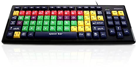 Accuratus Monster 2 - USB Mixed Colour Lower Case Keyboard with Extra large Keys and a 2 Port USB Hub