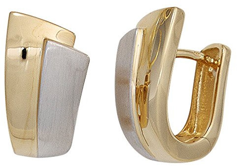 Creolen Ohrringe Klappcreolen 585 Gold Gelbgold teilmattiert Damen
