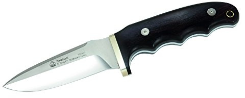 Puma Knives Jagdmesser Saubart, Griff aus schwarzem Holz rebajes Neusilberknebel, Stahlkabel-Leder