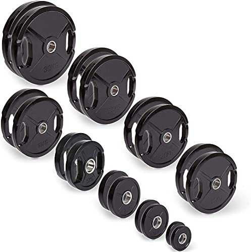 C.P. Sports Olympiascheiben gummiert 1 Paar | 50mm Hantelscheiben, Gewichtsscheiben | Bodybuilding, Gewichtheben, Krafttraining, Fitness | 1 Paar-5kg