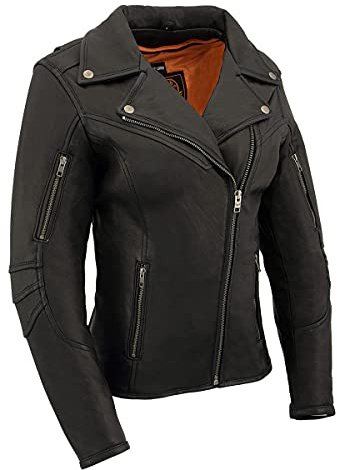 Milwaukee Leather MLL2581 Women's Black 'Classic' Leather Lightweight Long Length Vented Jacket - Medium