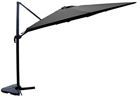 CONCEPT USINE - Parasol Déporté Inclinable 3x3 m Platino Gris Rotatif 360° - Manivelle Anti-Retour - Armature Aluminium, Baleines & Pieds Acier - 100% Polyester, Waterproof, Résistant