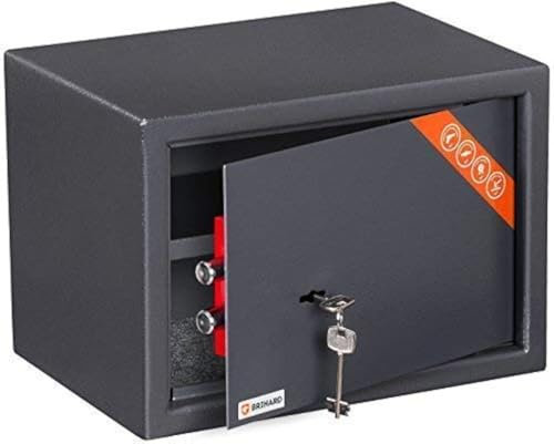 Brihard Familien Safe mit Doppelbartschloss - 25x35x25 cm Sicherheits-Tresor mit herausnehmbarer Ablage - Hochleistungs Tresor Passend für A4, Laptop