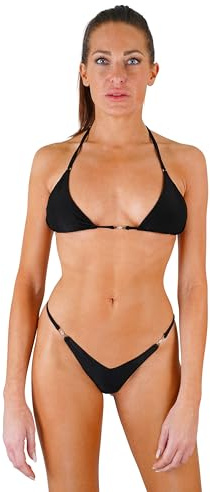 my sexy bikini - Triangel Bikini Bademode Damen - Séduction - 3 Teilen (Brasilien + String + top) Schwarz (Unter: 38/40 | BH: 2)