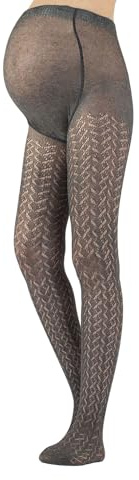 CALZITALY MEDIAS PREMAMA | LEOTARDOS DE ALGODÓN EFECTO PERLE | LEOTARDOS EFECTO PERLE DISENO CHEVRON | 300 DEN | GRIS | S, M, L, XL | CALCETERÍA ITALIANA | (S, Gris)