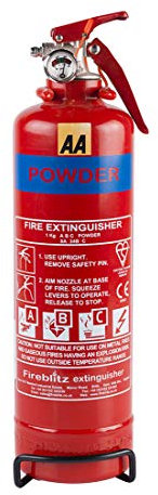 AA 1kg Fire Extinguisher AA6653 – Uses ABC Powder Small Fires – Lightweight Easy Use UK Made 5 Yr Warranty, 1000 g, Red