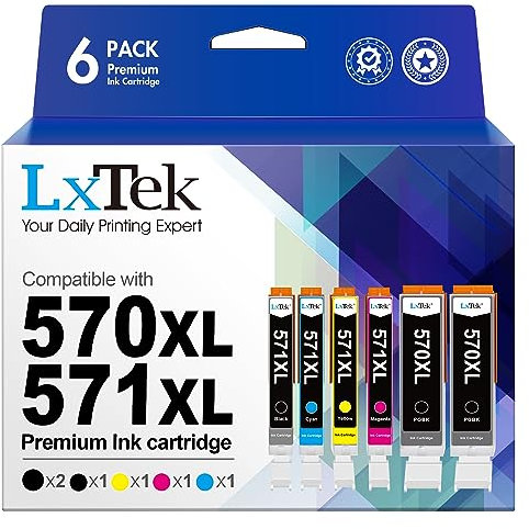 LxTek 570 571XL Tintenpatrone als Ersatz für PGI-570 XL CLI-571 XL Druckerpatronen Canon TS5050 für PIXMA MG5750 TS6051 MG6850 TS6050 MG5700 MG5751 MG5752 MG6800 MG6851 MG6852 TS5051 TS5055 (6er-Pack)