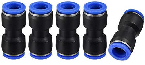 sourcing map Plastic Straight Union Push to Connect Tube Fittings 12mm OD Push Fit Lock Blue 5pcs