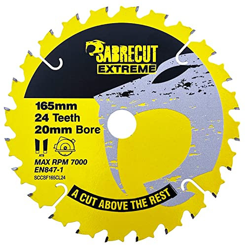 1 x SCCSF165CL24 SabreCut Akku-Kreissägeblatt 165mm 24 Zähne x 20mm Bohrung kompatibel mit Dewalt Bosch Makita und vielen anderen