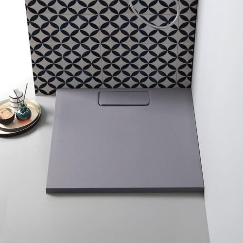 KIAMAMI VALENTINA - Flache 90x 90cm Mineralguss Duschwanne in Steinoptik | Mart