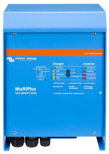 Victron Energy MultiPlus 3000VA 12-Volt 230V Ren Sinusvåg Växelriktare 120 amp Batteriladdare, Överföringsomkopplare 16 Amp
