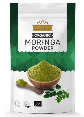 Ausha Organic Moringa Leaf Powder 500g - UK Certified Organic by Soil Association