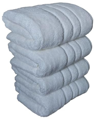 100% Turkish Cotton Extra Large (20 x 40 inch)Hand Towel Set of 4,for SPA,Gym,Hammam,Fitness and Sport,Oversized, XL, Large, Huge Big Size Hand Towel, Premium Class, Luxury Hotel Series (white, 4)