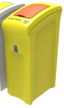 Office Needs Direct Midi Envirobin 82 Litre Yellow Base Orange Lift Lid Clinical Waste & PPE Bin