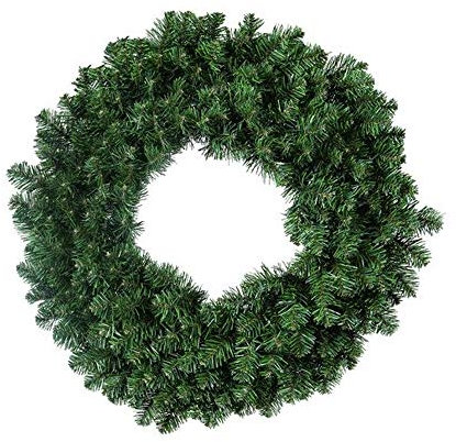 Ghirlanda Corona Natalizia Verde per Porta dietroporta diamentro Ø 80 cm con 300 rami PVC Punte Molto folta TONDA Decorazioni Natalizie addobbi per la casa Decorazione di Natale Corona Verde Tonda