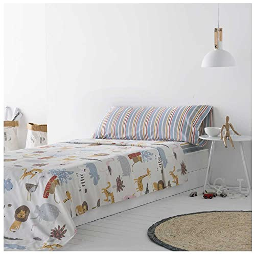 COTTON ARTean Juego de sabanas Infantil/Juvenil SALBURUA para Cama de 105 x 190/200 100% algodón Multicolor