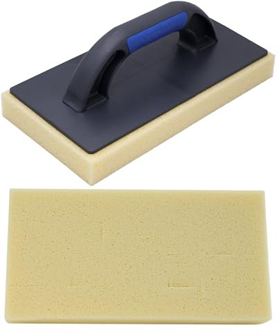 REFINA 30mm Square Cut Hydro Sponge Float High Absorption & Release & Low Water Retention - 11” x 5.5” (280x140mm) Cellular Sponge for Cleaning Grout Joints - Easy-to-Clean w/Soft Grip Handle