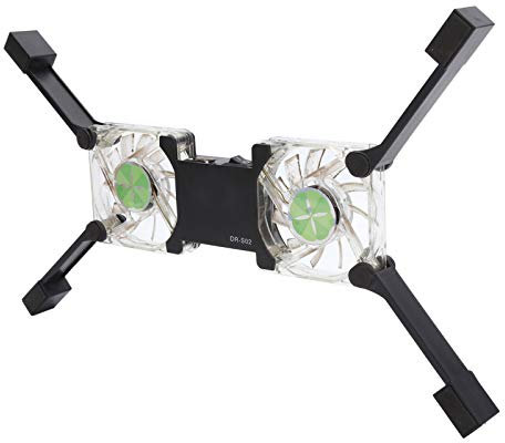 USB Foldable Radiator Fan,Portable Laptop Cooling Pad with Four Feet Stand,16pcs Double Sided Ultra Silent PC Cooling Fan with LED Blue Light(black)