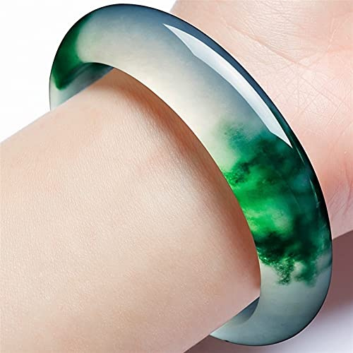 YZDKJ Natürliche grüne Jade armreif Armband Charme schmuck modeaccessoires handgeschnitzte Amulettgeschenke for Frauen ihre Männer (Gem Color : 62-64mm)