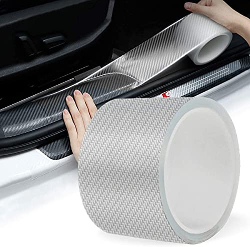 Protection de seuil de portière de Voiture en Fibre de Carbone 5D Film de Protection Autocollant pour portière de Voiture/Pare-Chocs Avant et arrière/Protection de seuil (7cmx10m, Transparent)