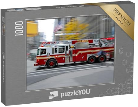 puzzleYOU: Puzzle 1000 Teile „Feuerwehrauto auf schnellstem Weg zum Einsatzort“ – aus der Puzzle-Kollektion Feuerwehr