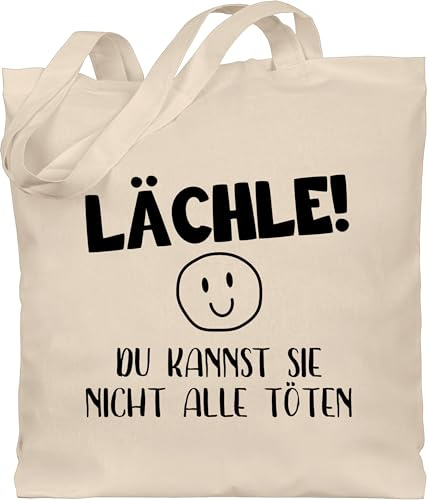 Shirtracer - Baumwolltasche - Sprüche Statement mit Spruch - Lächle du kannst sie nicht alle töten Emoticon schwarz