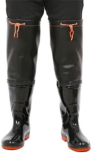 HWBZSZY Stivali Pioggia Super Alti 60 Cm, Stivali da Trampoliere Impermeabili Uomo Scarpe Pesca Antiscivolo Resistenti all'Usura in PVC/Nylon Stivali da Trampoliere Leggeri in Gomma 36-47,Nero,37 EU