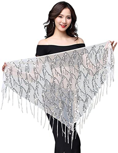 Gonna nallinea di paillettes, gonne da danza del ventre rave frange di hip sciarpa latina danza latina hula hip cintura, gonna bohémien glitter per esibizione di danza del festival femminile e ragazze