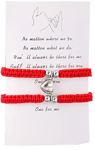 2 pezzi Bracciale Magnete Attrazione magnetica di Corrispondenza, rosso, Corda intrecciata a Mano, per amicizia, Anima Gemella, Amore
