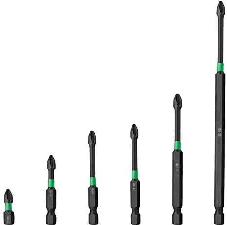 6 embouts tournevis magnétiques cruciformes longs et magnétiques – Design à dents fines, convient pour perceuse électrique à percussion, magnétisme puissant Rianpesn