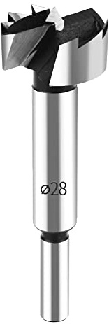 HPHOPE Forstnerbohrer 28mm für Holz, Holzbohrer mit Rundschaft, Länge: 90mm | C45 Stahl, Mit Zentrierspitze für Präzise, Ausrissfrei, Schnelle Spanabfuhr, Ideal für Hölzer, Spanplatten, Faserplatten