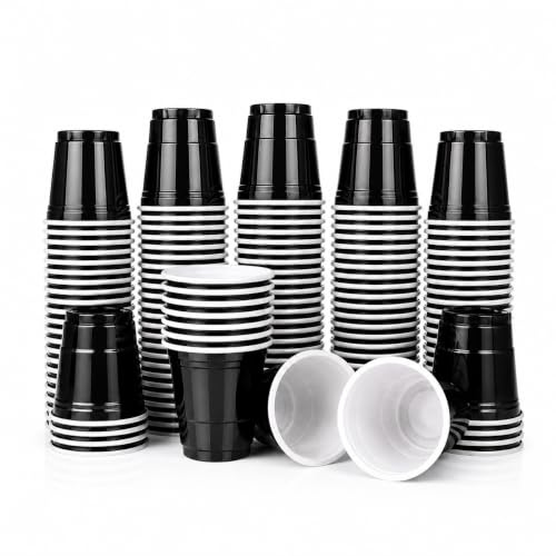 MBP MybeerPong® - 50 bicchieri da liquore in plastica, 2 Oz, circa 5 cl, colore: Nero