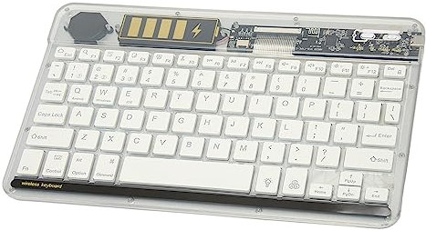 Jectse Tastiera Bluetooth, Tastiera in Acrilico Trasparente Ultra Sottile da 10 Pollici Tastiera Wireless Portatile Retroilluminata RGB, Connessione Multidispositivo (Bianco)